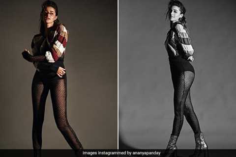 Ananya Panday Turns Heads All The Way Around In Her Multicolour Sweater And Fishnet Stockings