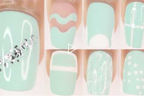 2022 NAIL DESIGNS FOR SUMMER | 7 EASY NAIL IDEAS MINT BLUE | nail art compilation