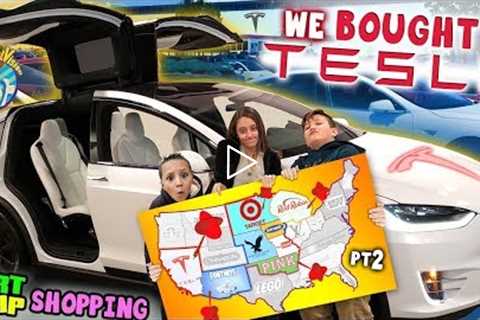 My Son gets a TESLA Car! (FV Family Shopping Dart Map Challenge) #2