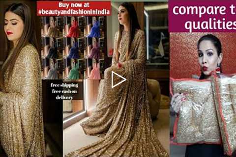 Wedding special / golden sequence heavy saree review / online saree haul / online shopping review