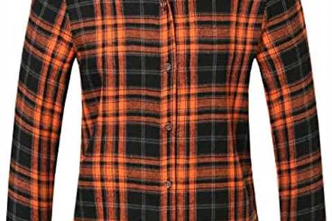 SSLR-Flannel-Shirts-for-Women-Long Sleeve Button Down Shirts Plaid Lightweight Casual