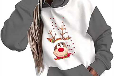 Women Christmas Hoodies Fashion Drawstring Pocket Pullover Tops Teen Girls Funny Cute Xmas Graphic..