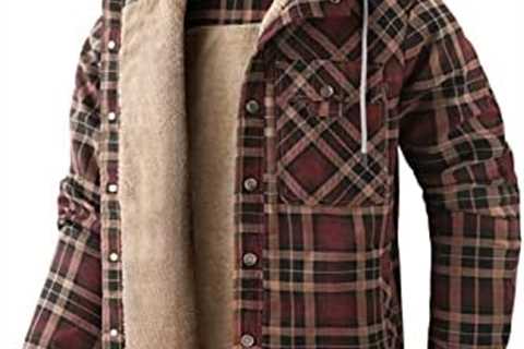 Mr.Stream Men’s Hooded Coat Casual Thicken Long Sleeve Plaid Work Flannel Button Down Shirt Jacket