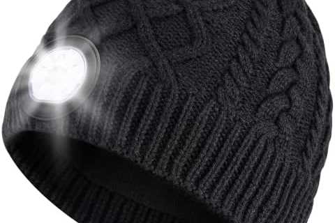 WINCHY Unisex LED Beanie Hat with Light Christmas Stocking Stuffers for Men Women Black