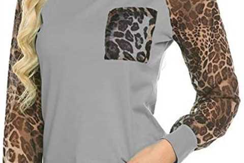 Woman Casual Tops Long Sleeve Leopard Print Patchwork Plus Size T-Shirt Blouses