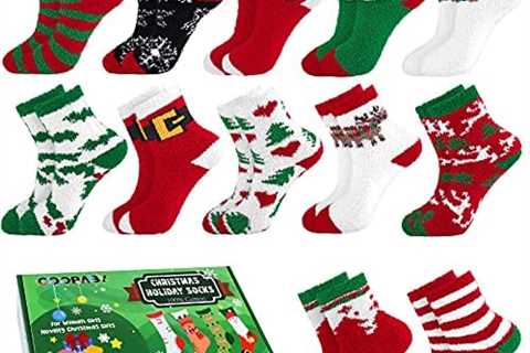 Cooraby 12 Pairs Women’s Christmas Socks Holiday Warm Cozy Soft Socks for Girls Women Christmas..