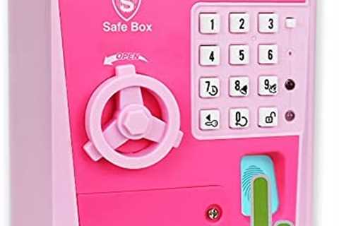 Kids Safe Box with Fingerprint Code, Talking Piggy Bank, ATM Savings Bank for Real Money, Great Toy ..