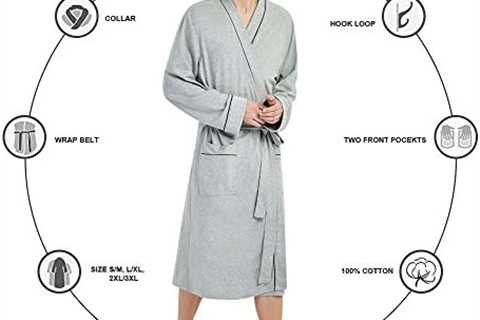 U2SKIIN Mens Cotton Robe Lightweight Knit Bathrobe