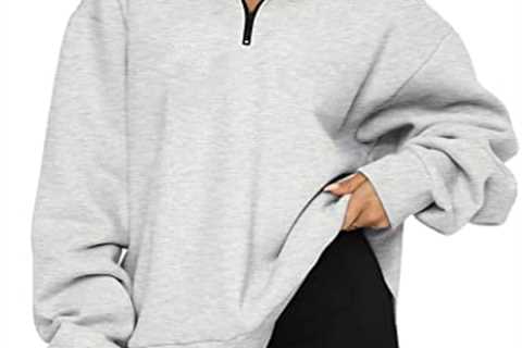 EFAN Womens Oversized Half Zip Pullover Long Sleeve Sweatshirt Quarter Zip Trendy Hoodie Ouffits..