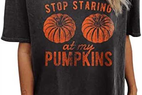 Trending Clothes for Women 2022 Halloween Shirts Cute Graphic Tees Comfy Tshirts Drop Shoulder Tops ..