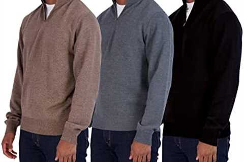 Real Essentials 3 Pack: Men’s Long-Sleeve Soft Touch Quarter-Zip Sweater