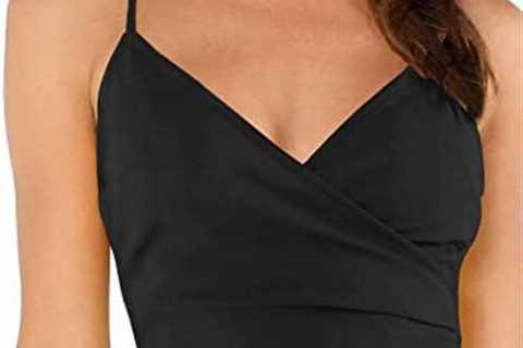 Verdusa Women’s Sexy Ruched Side Asymmetrical V Neck Bodycon Cami Dress