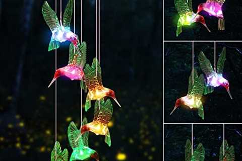 WeeksEight Green Hummingbird Solar Wind Chimes Colors Changing Lights, Christmas Best Gifts for Mom ..