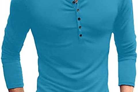 YTD Mens Casual Slim Fit Basic Henley Long Sleeve Fashion T-Shirt