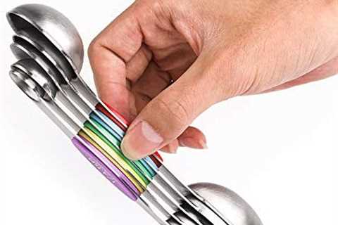 Magnetic Measuring Spoons Set of 5 Stainless Steel Stackable Dual Sided Measuring Spoons for..