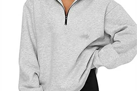 Muchpow Women’s Casual Sweatshirts 1/4 Zipper Long Sleeve Fall Top Oversized Pullover Tunics Teen..