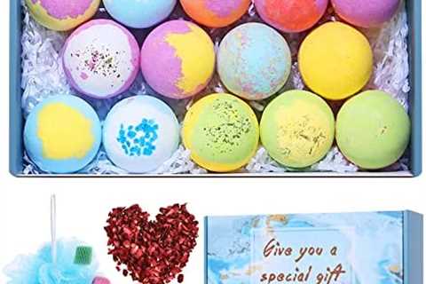 Bath Bombs for Christmas Day, 14PCS Bath Shower Bomb Gift Set for Women with Rose Petals Bath..