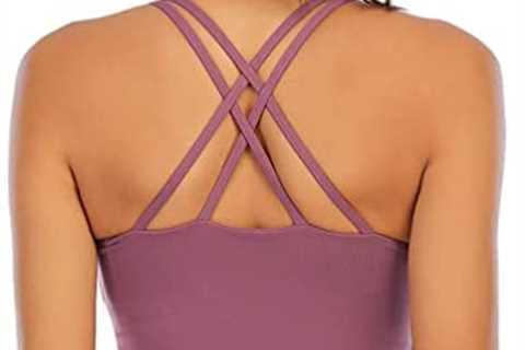 OKHOTY Longline Sports Bras for Women Workout Padded Sports Yoga Bra Tank Tops Crop Top