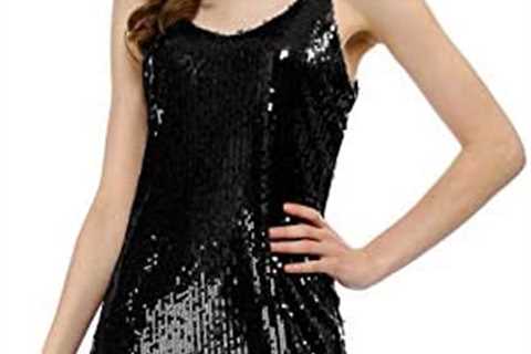 Allegra K Women’s Halloween Glitter Sequin V Neck Spaghetti Strap Mini Party Dress Clubwear