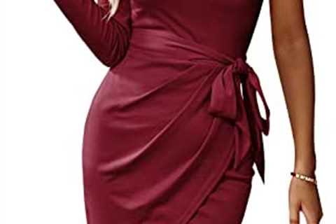 PRETTYGARDEN Women’s Fall Fashion 2022 One Shoulder Ruched Bodycon Dresses Sexy Fitted Cocktail..