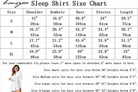 TOUSYEA Sleep Shirts for Women Button Down Shirts Long Sleeve Sleepwear Swimsuit Cover Ups Soft..