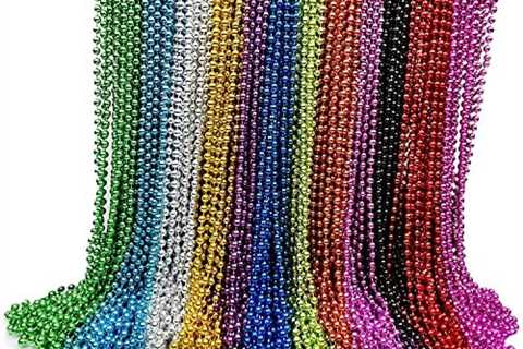 GIFTEXPRESS 144 pack Mardi Gras Beads Bulk, Mardi Gras Beads Necklaces Assortment, Throw Beads in..