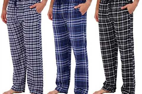 3 Pack: Men’s Pajama Pants – Knit Cotton Flannel Plaid Lounge Bottoms With Button Fly (Available In ..