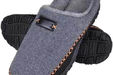 MIXIN Mens Slippers Memory Foam Warm Slippers for Men Clog Comfort Fuzzy Fleece House Shoes