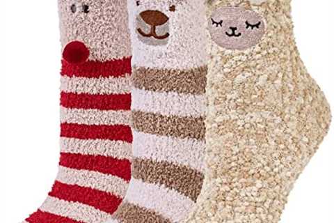 3 Pairs Womens Fuzzy Socks Cozy Winter Warm Fluffy Soft Cute Animal Fuzzy Home Slipper Socks