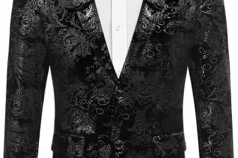 COOFANDY Men’s Floral Blazer Paisley Luxury Tuxedo Dinner Party Prom Suit Jacket