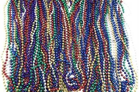 144 Pieces 33 inch 07mm Metallic Multi Colors Mardi Gras Beads Beaded Necklace