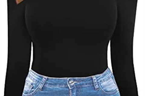 HERLOLLYCHIPS Mock Neck Tops for Women Cold Shoulder Short/Long Sleeve Ribbed Knit Tight Stretchy..