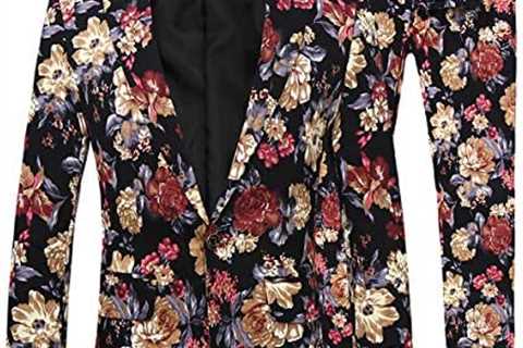 Mens 2 Piece Suit Notched Lapel Sport Coat Floral One Button Slim Fit Tweed Suit