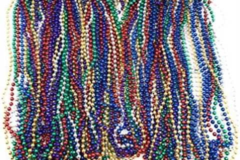 72 Necklace 33 inch 07mm Metallic Multi Colors Mardi Gras Beads Beaded Necklace