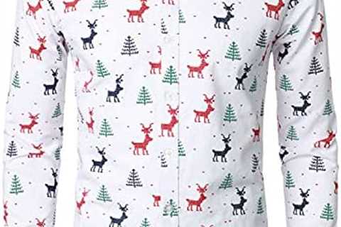 JOGAL Men’s Christmas Santa Claus Party Long Sleeve Button Down Shirts