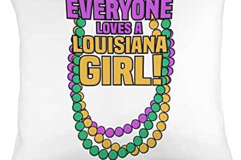 Mardi Gras Party Apparel Everyone Loves Louisiana Girl Mardi Gras Beads Party Throw Pillow, 18×18,..