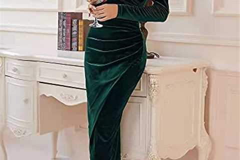 Fronage Women’s Wrap V Neck Long Sleeve Dresses Mermaid Velvet Bodycon Cocktail Evening Party..