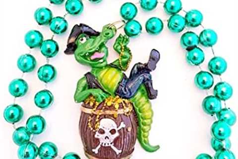 Gasparilla Pirate Alligator Treasure Keg Bead Necklace Mardi Gras Bead Spring Break Cajun Carnival..