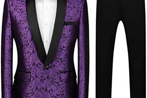 Mens Tuxedo Suit Slim Fit 2 Piece Formal Skinny Paisley Tuxedo Suit Set Shawl Lapel Tuxedo for..