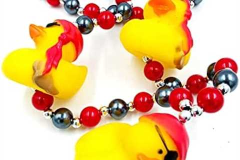 Gasparilla Pirate Rubber Duck Set Mardi Gras Bead Necklace Spring Break Cajun Carnival Festival New ..