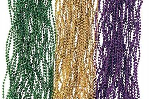 Fun Express – Metallic Mardi Gras Beads for Mardi Gras – Jewelry – Mardi Gras Beads – Mot Round –..