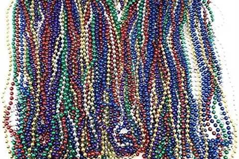 72 Necklace 33 inch 07mm Metallic Multi Colors Mardi Gras Beads Beaded Necklace with Whistles