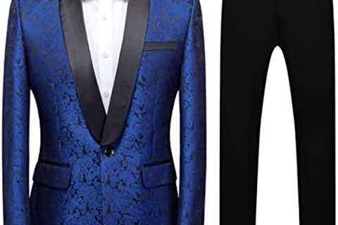 Mens Tuxedo Suit Slim Fit 2 Piece Formal Skinny Paisley Tuxedo Suit Set Shawl Lapel Tuxedo for..