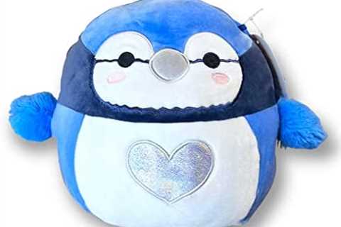 Squishmallows 8 Inch Babs Blue Jay with Silver Heart On Center of White Belly – 2023 Valentine’s..