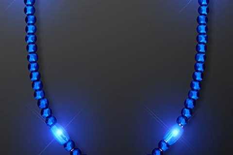 FlashingBlinkyLights Blue Light Up LED Mardi Gras Bead Necklace