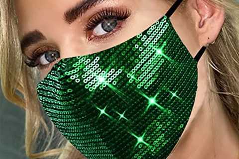 Sparkly Sequins Mouth Masc Fashion Designer Glitter Cotton Face Cover With Adjustable Ear Loops..