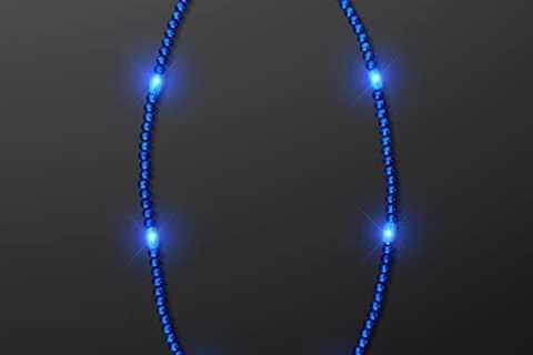 FlashingBlinkyLights Blue Light Up LED Mardi Gras Bead Necklace