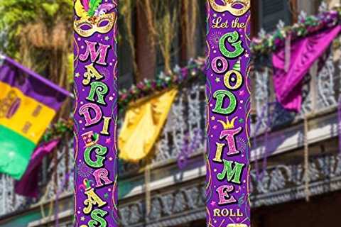 Mardi Gras Banner New Orleans Party Decorations Mardi Gras Porch Hanging Purple Welcome Sign..