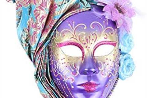 Hophen Lady Flower Jester Venetian Mask Masquerade Mardi Gras Art Wall Decorative Collection..