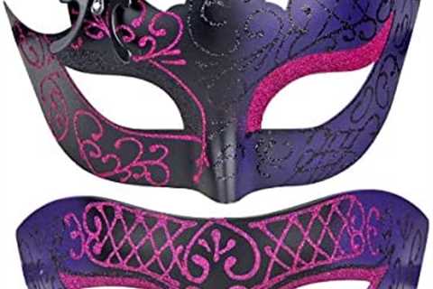 IETANG Couple Mardi Gras Mask Venetian Masquerade Mask Set Party Costume Accessory